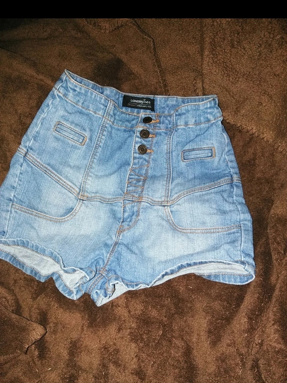 LONDONJEAN Light Blue High-Waist Denim Shorts Size 6  Vintage Y2k UniqueFestvial